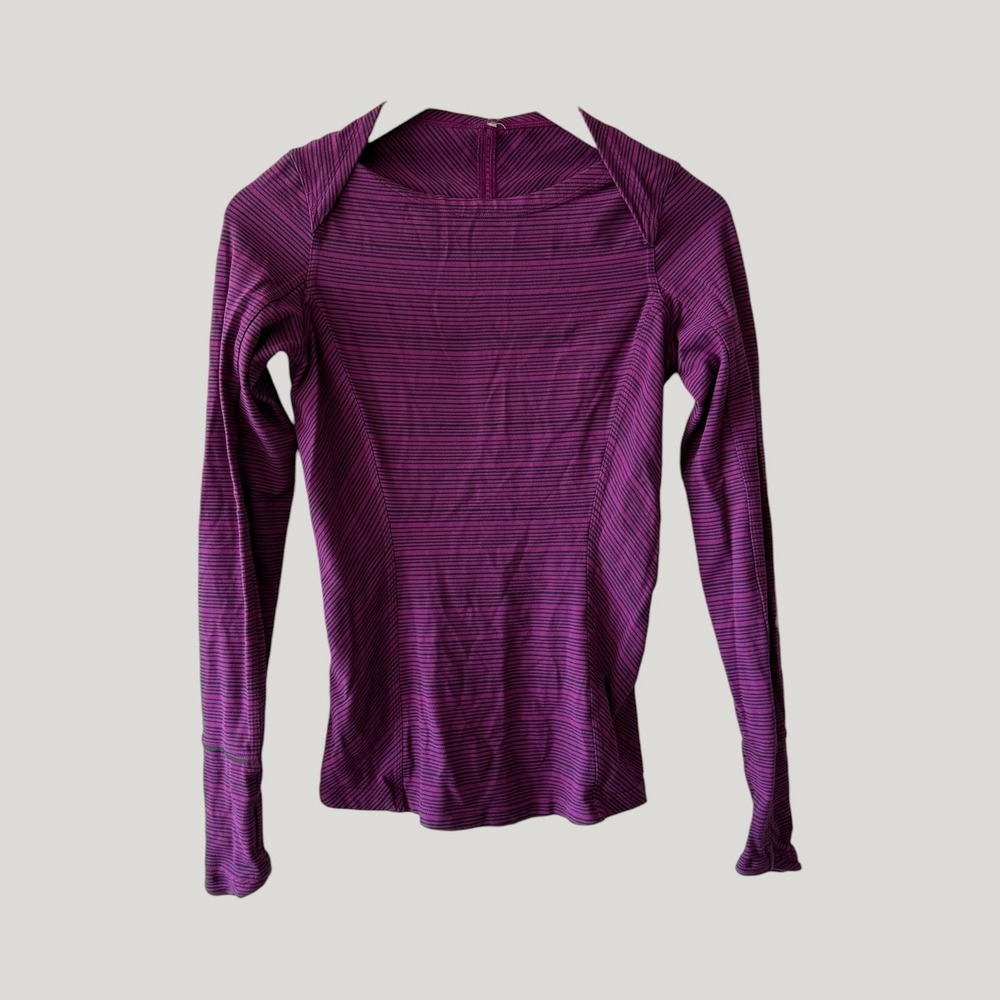 Lululemon Stripe Regal Plum Naval Blue Kanto Catch Me Long Sleeve Womens Size 4 - Picture 7 of 13